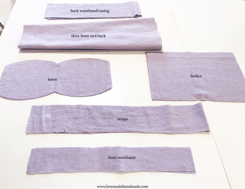 Pattern pieces for Handmade Pinafore Birthday Dress - Lovemade Handmade